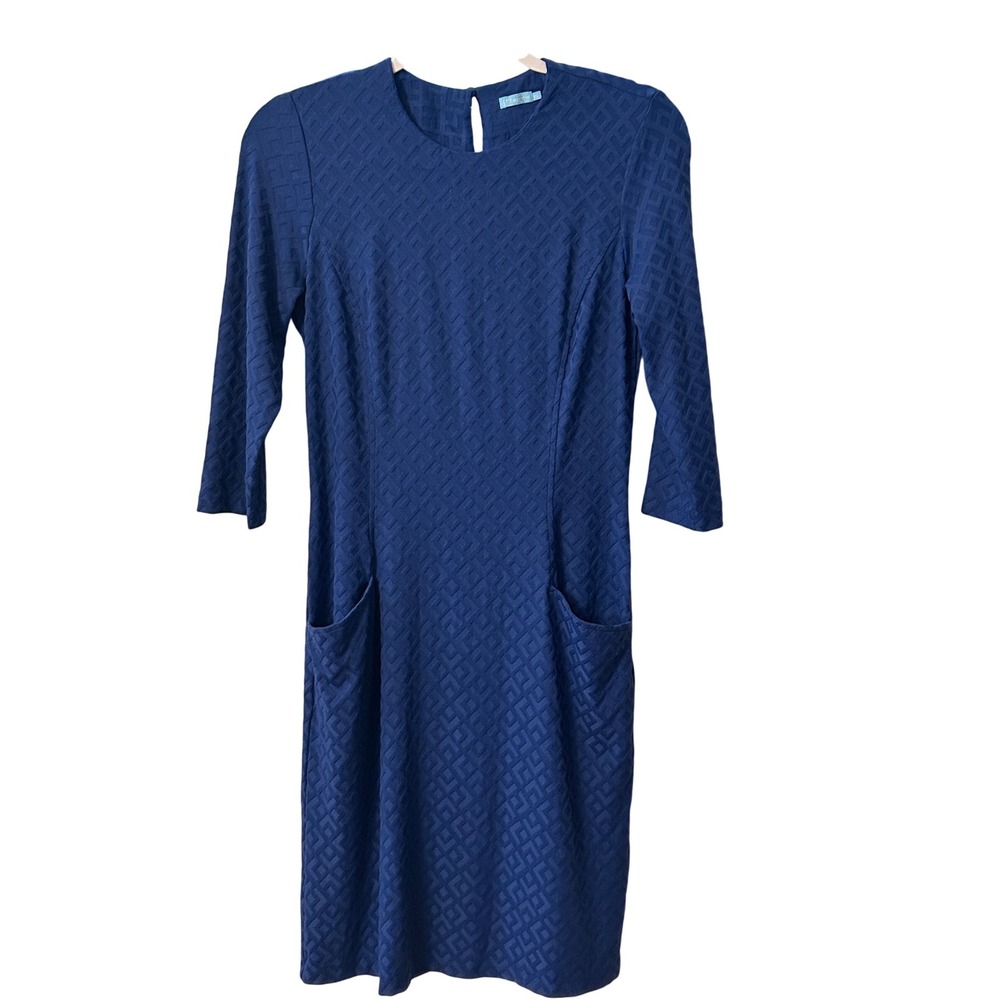 J. McLaughlin Geometric Jacquard‎ Dress with Pockets 3/4 Sleeve XS